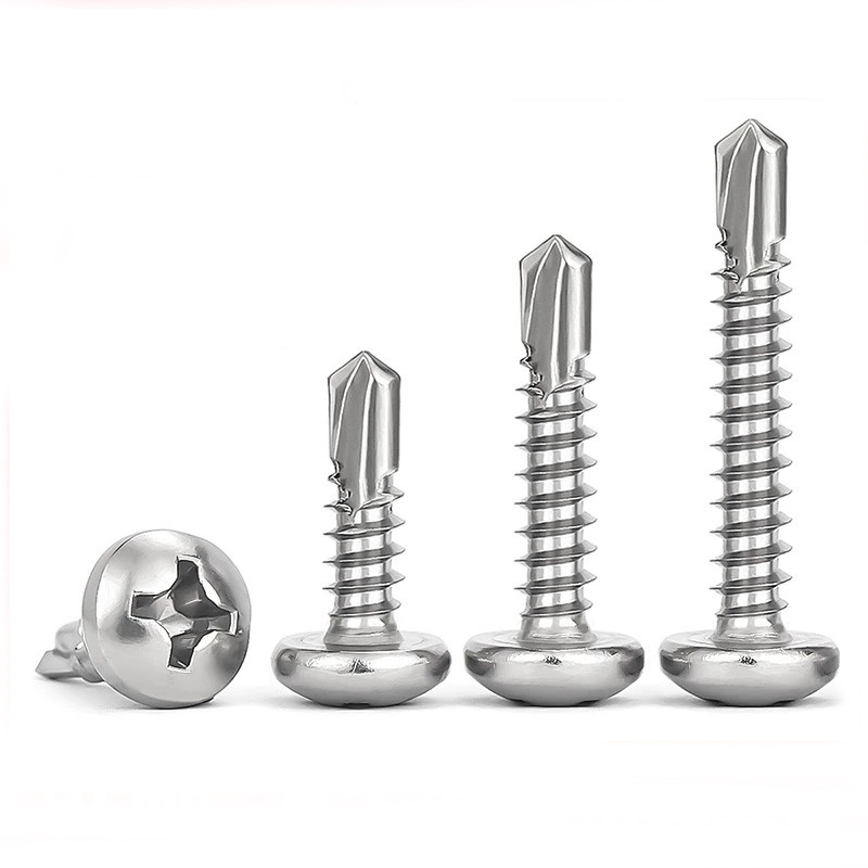 304/410 stainless steel round head cross drill screw